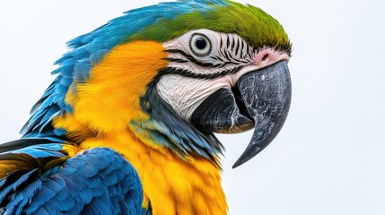 Obraz premium A close-up of a vibrant macaw showcasing its colorful feathers and distinctive beak.
