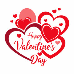 Colorful Hearts and Happy Valentines Day! Text Design line art icon sign silhouette vector illustration on white background