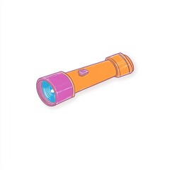 Vibrant Hand-Drawn Illustration: A Retro Flashlight Gleams Brightly. AI Generated
