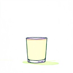 Hand-Drawn Illustration: A Refreshing Glass of Milk, Simply Depicted. AI Generated