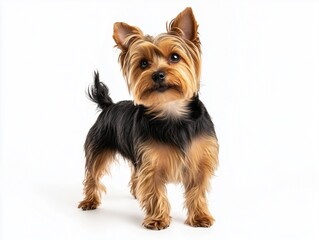 Fototapeta premium Yorkshire Terrier standing on white background.
