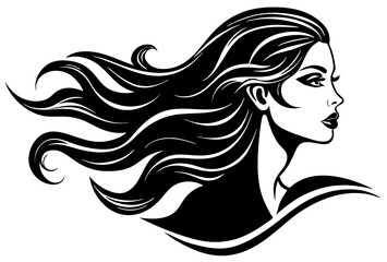 Elegant Woman with Flowing Hair - Beauty and Fashion Vector Illustration

