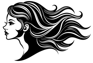 Elegant Woman with Flowing Hair - Beauty and Fashion Vector Illustration

