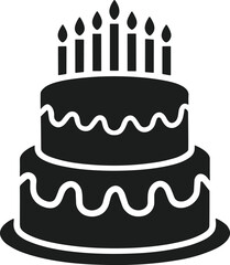 Birthday Cake Vector with Candles - Celebration Silhouette Design