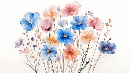 Naklejka premium Close-up of bright floral watercolor arrangement in art studio