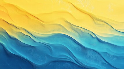 Obraz premium Abstract flowing waves in vibrant blue and yellow hues.