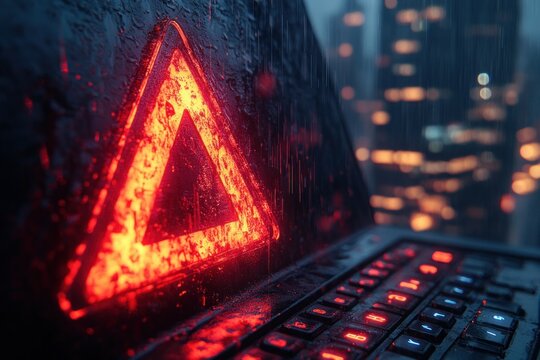Hacker Alert System Error Security Breach Warning Sign Computer Threat Cyber Attack