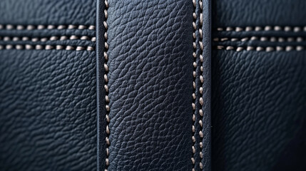 High quality black leather texture with detailed stitching, showcasing craftsmanship and durability. Perfect for fashion and design projects