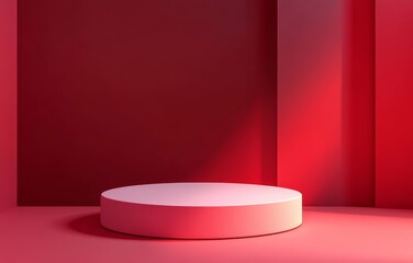 Red minimal product display podium.