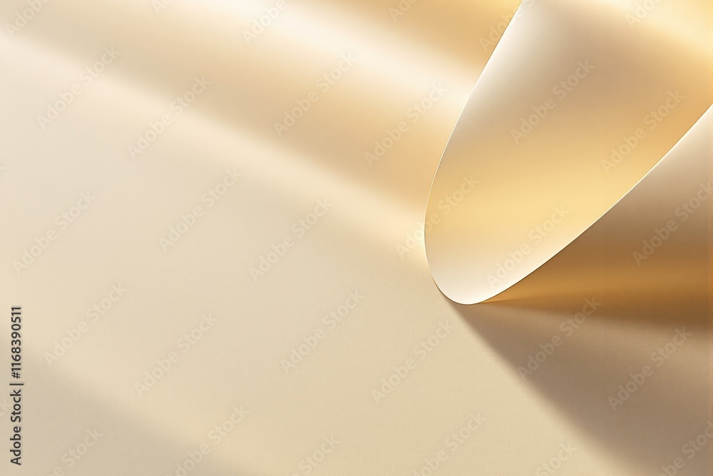 Poster Minimalistic golden abstract composition with soft curves on a smooth gradient background.