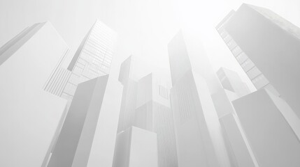 Fototapeta premium Minimalist Futuristic Cityscape with Skyscrapers