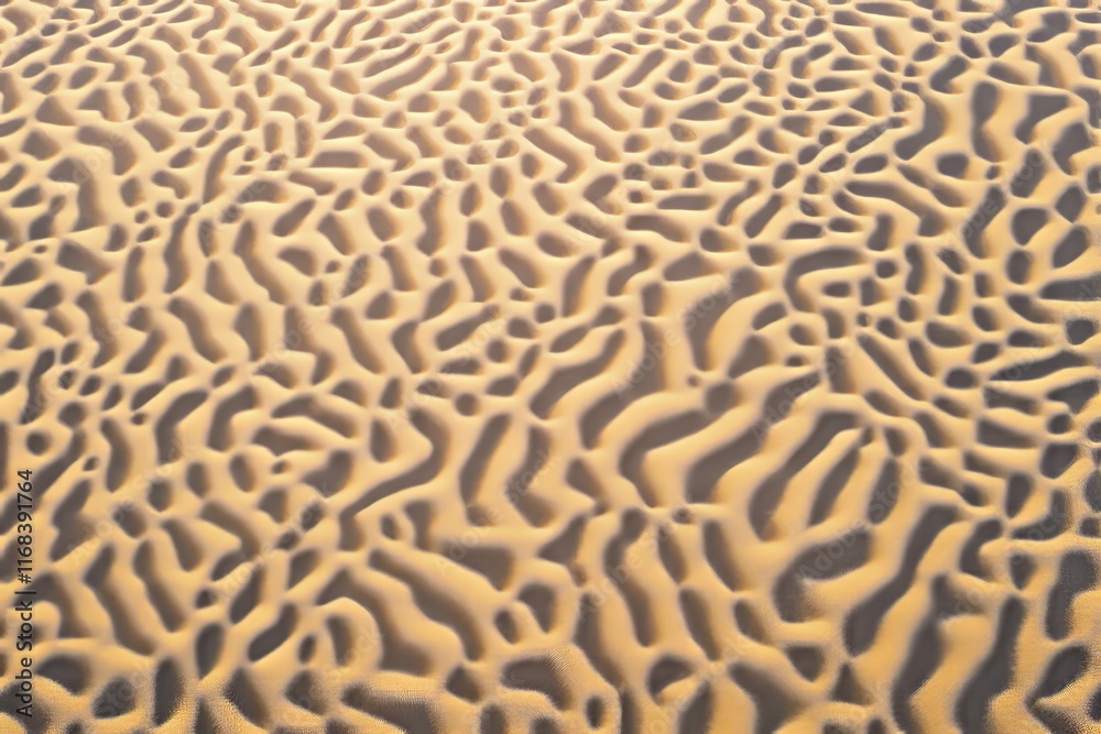 Poster Close-up view of sand dunes texture under sunlight forming abstract wavy patterns on a bright desert background.