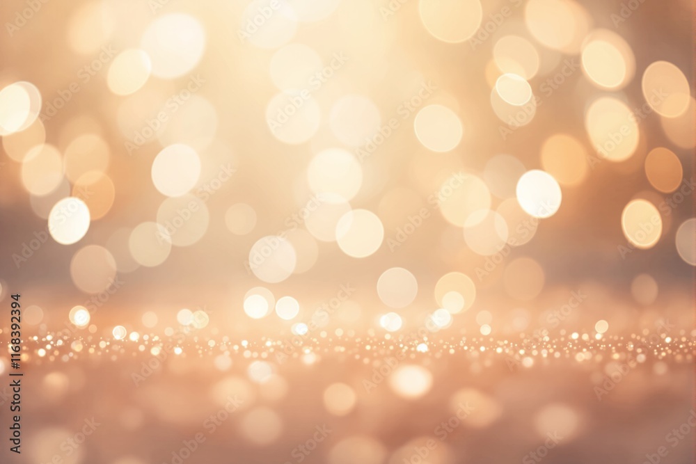 Poster Soft golden bokeh lights on a blurred warm background.