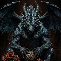 Fototapeta premium black dragon head