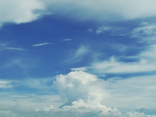 Blue sky and beautiful clouds over the lake