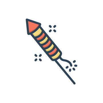 Color illustration icon for rocket
