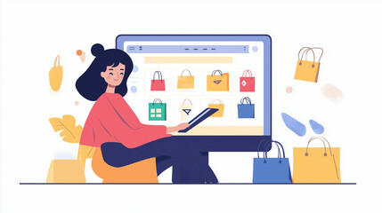 A woman with a visual impairment engages with her screen reader while shopping online at home during the afternoon. Generative AI