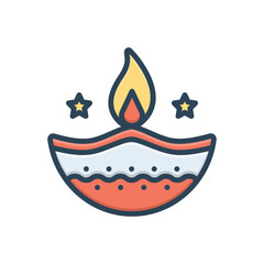 Fototapeta premium Color illustration icon for diya