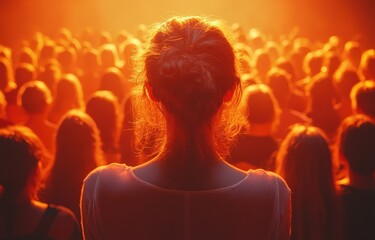 Vibrant Backlit Crowd Anticipation at Outdoor Concert with Dark Sky