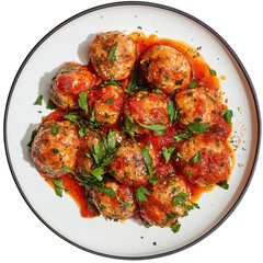 Fototapeta premium Delicious Turkey Meatballs Ready for Serving on transparent background