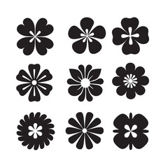 A set of flower leaves vector, silhouette design