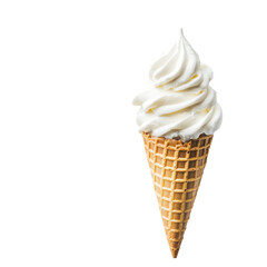 Delicious Vanilla Ice Cream Cone Perfect for Summer Treats on transparent background