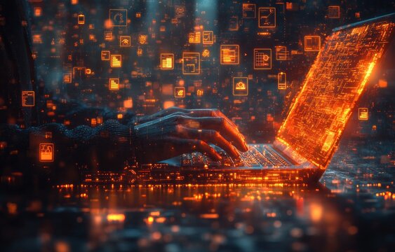 Workplace Safety Compliance Management Digital Art with Icons Representing Risk Responsibility and Health Protection