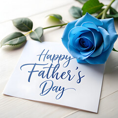 Happy fathers day with card and rose