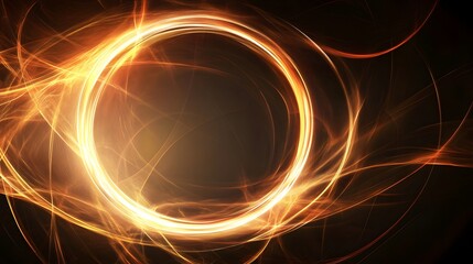 Abstract Orange Light Trails Forming a Ring