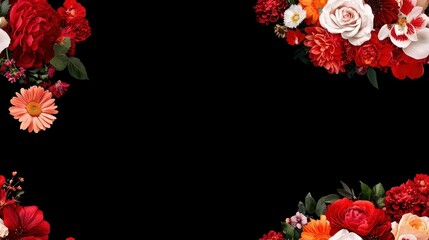 Floral Heart Patterns on Black Background