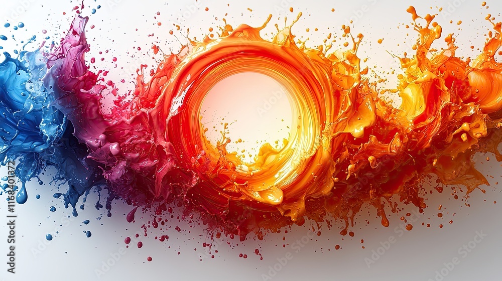 Poster vibrant splashes of color blend together to create a dynamic visual experience in an abstract compos