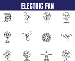 Fan icon set. Ventilator, propeller, cooler, conditioner - stock vector.
