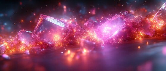 Glowing crystals and sparks.