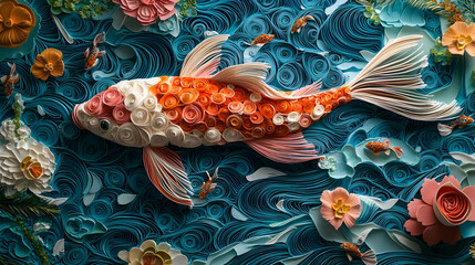 Paper Art Koi Fish Illustration