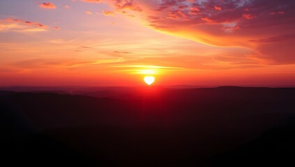 Fototapeta premium Sunrise with Heart Symbol of Hope and Positivity