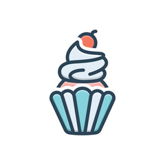 Color illustration icon for cupcake