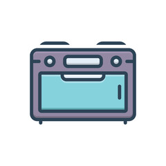Color illustration icon for oven