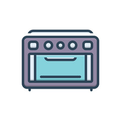 Color illustration icon for oven