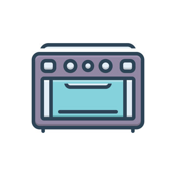 recommend clip art: Color illustration icon for oven