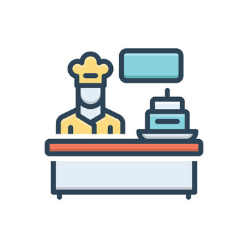 recommend clip art: Color illustration icon for baker