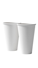 Two Blank White Paper Cups Disposable Beverage Containers Mockup