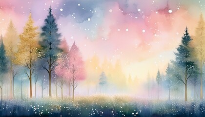 ファンタジックな雰囲気の森の風景画