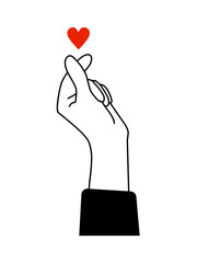 Hands making mini heart symbol icon. Mini finger heart line icons set. Hand with love icon vector illustration.
