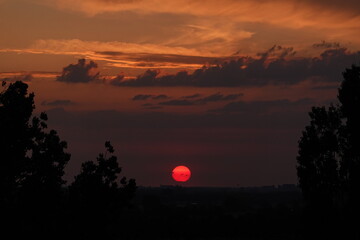 Rose sunset and colorful clouds