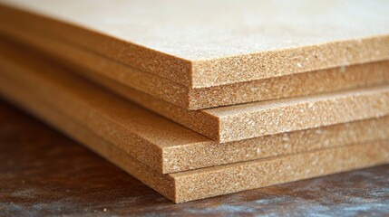 Close-up Shot of Stacked Medium-Density Fiberboard Sheets