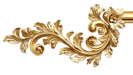Golden Ornate Floral Design Luxury Baroque Ornament 3D Render