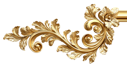 Golden Ornate Floral Design Luxury Baroque Ornament 3D Render