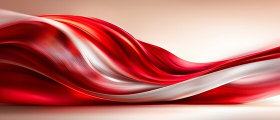 Abstract Red and White Swirling Flowing Fabric Texture Background