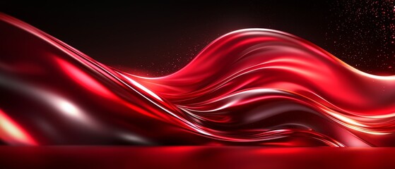Abstract Red Liquid Flowing Waves Background
