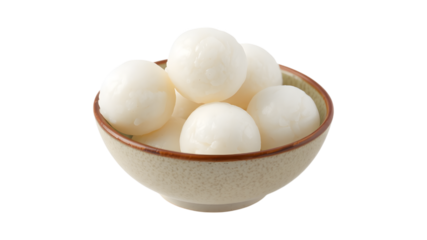 Sweet and Creamy:  A bowl of smooth, white glutinous rice balls, ready to be enjoyed as a delightful treat.  These sweet balls are perfect for desserts, snacks.